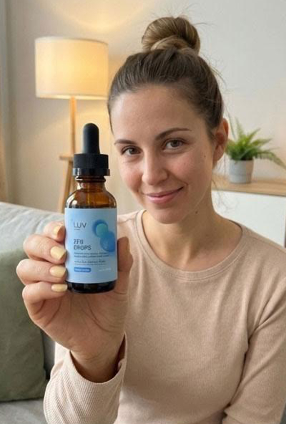 Rebecca holding Zen Drops